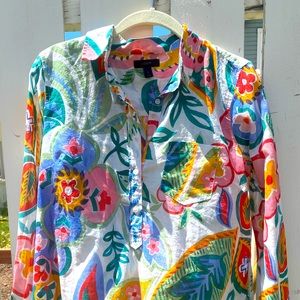 J Crew Tropical Print Pullover